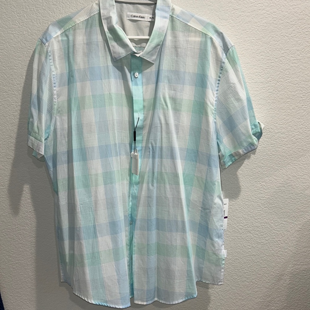 NWT Calvin Klein s/s button down cotton shirt, XXL, lightweight
